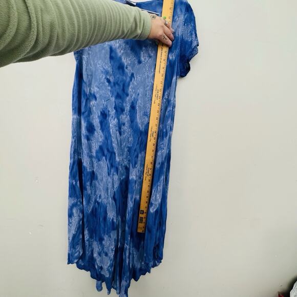 Advance Apparels Blue Tie Dye Short Sleeve Dress Women’s Free Size - Picture 3 of 6